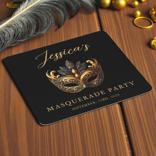 Dessous-de-verre Carré En Papier Anniversaire Masquerade Black Gold