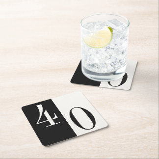 Dessous-de-verre Carré En Papier Anniversaire Minimaliste Noir et Blanc Âge Personn