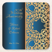 Anniversaire Orné D'Or Vintage Et De Bijoux Bleu