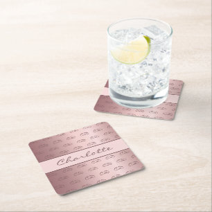 Dessous-de-verre Carré En Papier Anniversaire rose rose pâle monogramme initiales n
