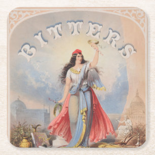Dessous-de-verre Carré En Papier Annonce Vintage Pour Bitters Vendu Par S. S. Wycko