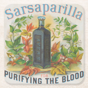Dessous-de-verre Carré En Papier Annonce Vintage Pour la Sarsaparilla d'Ayer.