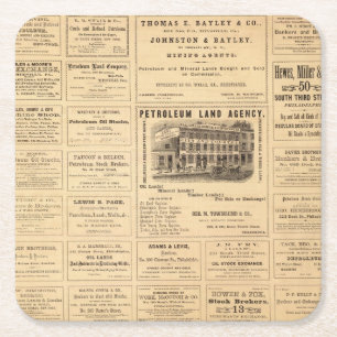 Dessous-de-verre Carré En Papier Annonces de pétrole de New York et de la