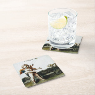 Dessous-de-verre Carré En Papier Antique amour cupide Vous Manquant Otto Van Veen