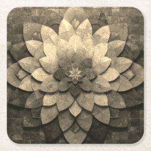 Dessous-de-verre Carré En Papier Antique Golden Mandala Art Fleur texturée