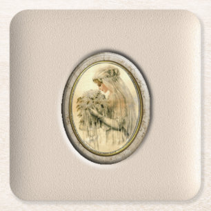 Dessous-de-verre Carré En Papier Antique Mariée