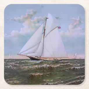 Dessous-de-verre Carré En Papier Antique voilier Slot Yacht Voilier Ocean