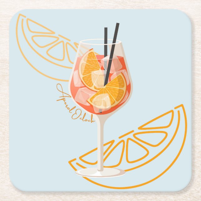 Dessous-de-verre Carré En Papier Aperol O'Clock (Devant)