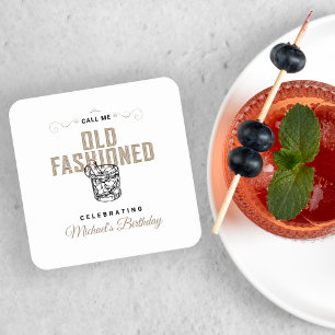 Dessous-de-verre Carré En Papier Appelez-moi Anniversaire Retro White Whiskey Anniv