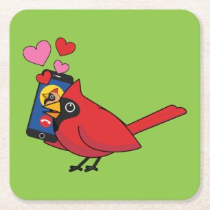 Dessous-de-verre Carré En Papier Appels d'accouplement Cardinal Bird Love