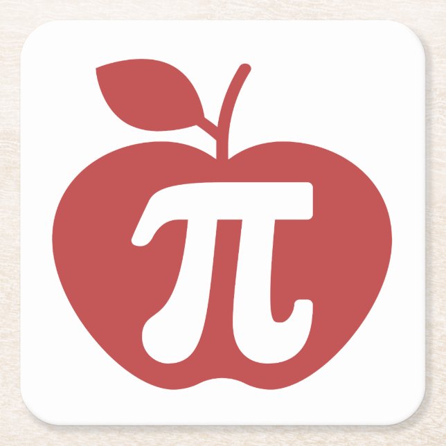 Dessous-de-verre Carré En Papier Apple Pi 3.14 Math Pi Day (Devant)