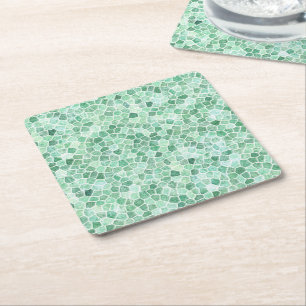 Dessous-de-verre Carré En Papier Aqua Turquoise Pavage Patchwork Motif Terrazzo