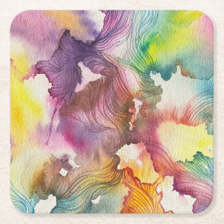 Dessous-de-verre Carré En Papier Aquarelle Abstraite