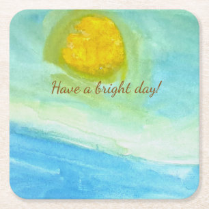 Dessous-de-verre Carré En Papier Aquarelle "Avoir une journée lumineuse" Soleil fan