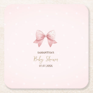 Dessous-de-verre Carré En Papier Aquarelle Baby shower des points de la cale rose