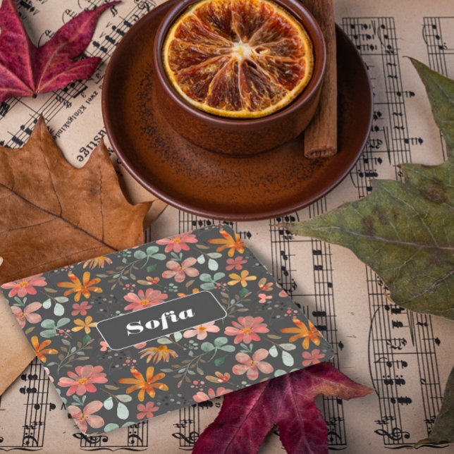 Dessous-de-verre Carré En Papier Aquarelle botanique motif gris personnalisé (Créateur téléchargé)