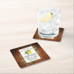 Dessous-de-verre Carré En Papier Aquarelle Citron vert bois Limoncello<br><div class="desc">Elégant Aquarelle Citron,  Eucalyptus Botanique Verdure Maison Limoncello Mariage Dessous de verre - Rustique Pays Bois</div>