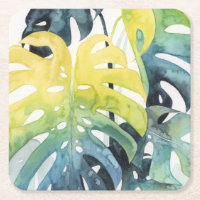 Aquarelle Coucher de soleil Palm Tree Feuilles