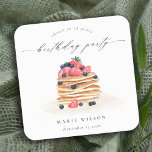 Dessous-de-verre Carré En Papier Aquarelle de Pancake aux fruits mignonnes N'import<br><div class="desc">Si vous avez besoin d'une personnalisation supplémentaire,  n'hésitez pas à m'envoyer un message sur yellowfebstudio@gmail.com .</div>