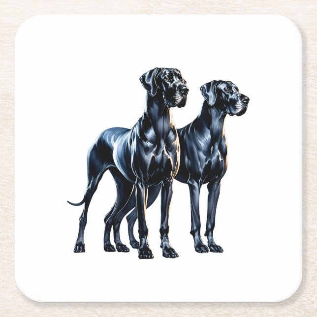Dessous-de-verre Carré En Papier Aquarelle Great Danes (Devant)