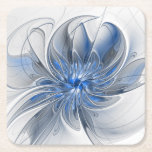 Dessous-de-verre Carré En Papier Aquarelle gris bleu Abstrait Fractal Art Flower<br><div class="desc">Fleur d'imaginaire unique aux tons bleu et gris,  abstraite et élégante. Conception pour vos dessous de verre en carton et plus encore.</div>
