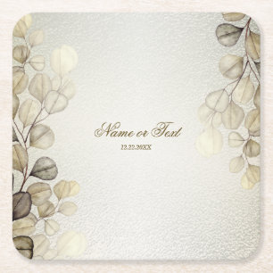 Dessous-de-verre Carré En Papier Aquarelle Party Golden Eucalyptus Foliage brillant