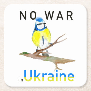 Dessous-de-verre Carré En Papier Aquarelle Pas de guerre en Ukraine
