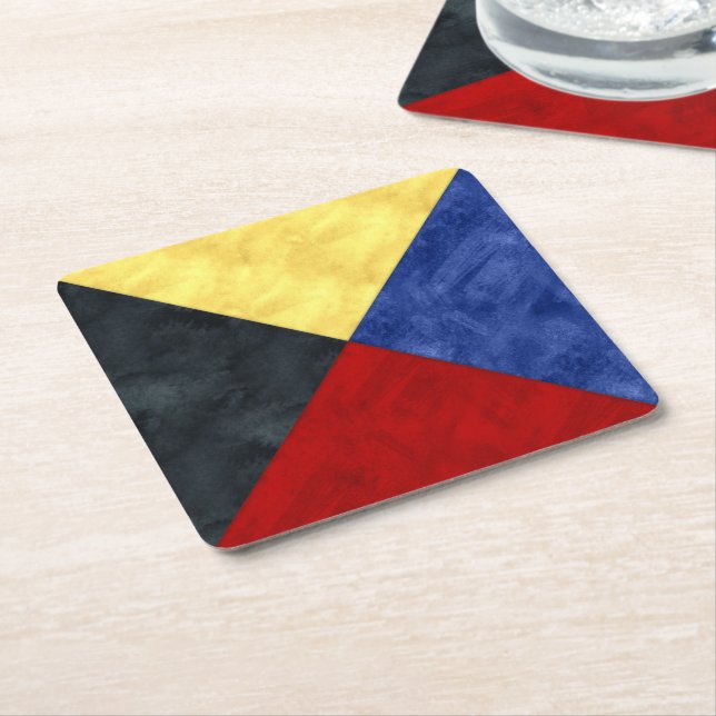 Dessous-de-verre Carré En Papier Aquarelle Signal nautique Pavillon maritime (Incliné)