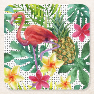 Dessous-de-verre Carré En Papier Aquarelle tropicale