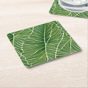 Dessous-de-verre Carré En Papier Aquarelle verte Feuille Motif