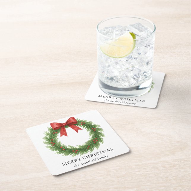 Dessous-de-verre Carré En Papier Aquarelle Wire Noël moderne (En situation)