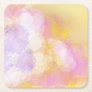Dessous-de-verre Carré En Papier Aquarelles abstraites - arrière - plan orange