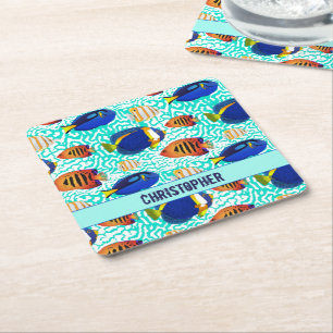 Dessous-de-verre Carré En Papier Aquarium tropical Reef Poisson Design