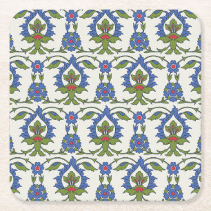 Dessous-de-verre Carré En Papier Arabe Traditionnel : Carrelage Iznik sans couture.
