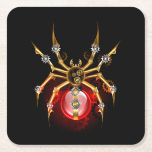 Dessous-de-verre Carré En Papier Araignée en vapeur noire