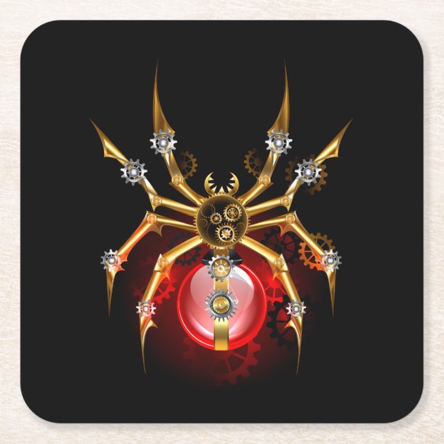Dessous-de-verre Carré En Papier Araignée en vapeur noire (Devant)