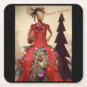 Dessous-de-verre Carré En Papier Arbre de Noël de mannequin de forme de robe