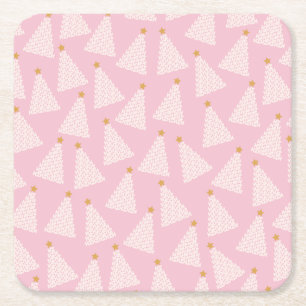 Dessous-de-verre Carré En Papier Arbre de Noël rose Motif
