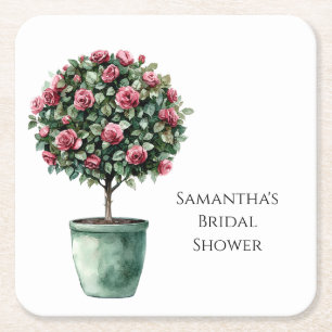 Dessous-de-verre Carré En Papier Arbre floral de roses roses pour la douche de la m