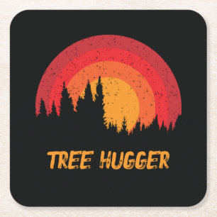 Dessous-de-verre Carré En Papier Arbre Hugger Rétro environnementaliste en détresse
