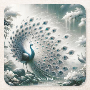 Dessous-de-verre Carré En Papier Arbre pluviale Peacock Imaginaire mou