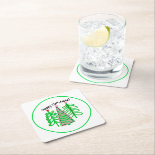 Dessous-de-verre Carré En Papier Arbres de Noël rose vert