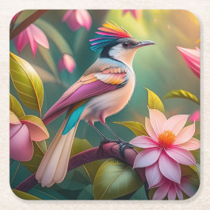 Dessous-de-verre Carré En Papier Arc en arc-en-ciel Jay Imaginaire Bird