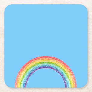 Dessous-de-verre Carré En Papier Arc en ciel et ciel bleu