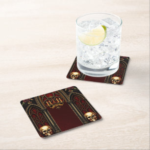 Dessous-de-verre Carré En Papier Arche gothique aux crânes.