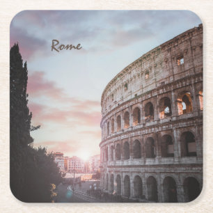 Dessous-de-verre Carré En Papier Architecture antique Rome coucher de soleil ville