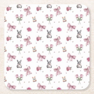 Dessous-de-verre Carré En Papier Arcs, Lapins et Fleurs