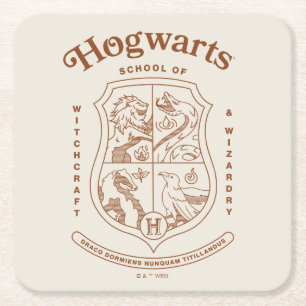 Dessous-de-verre Carré En Papier Armoiries de l'école de sorcellerie et de wizardry