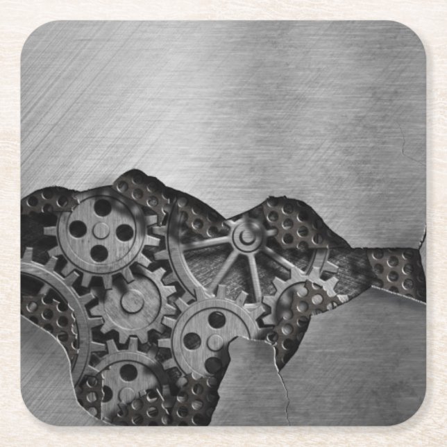 Dessous-de-verre Carré En Papier Arrière - plan en métal avec des dommages (Devant)