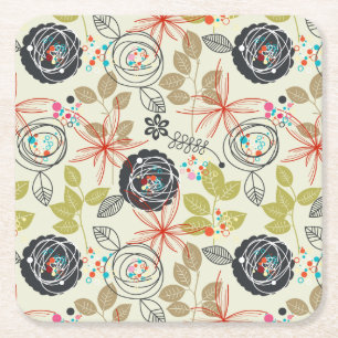 Dessous-de-verre Carré En Papier Arrière - plan floral 2